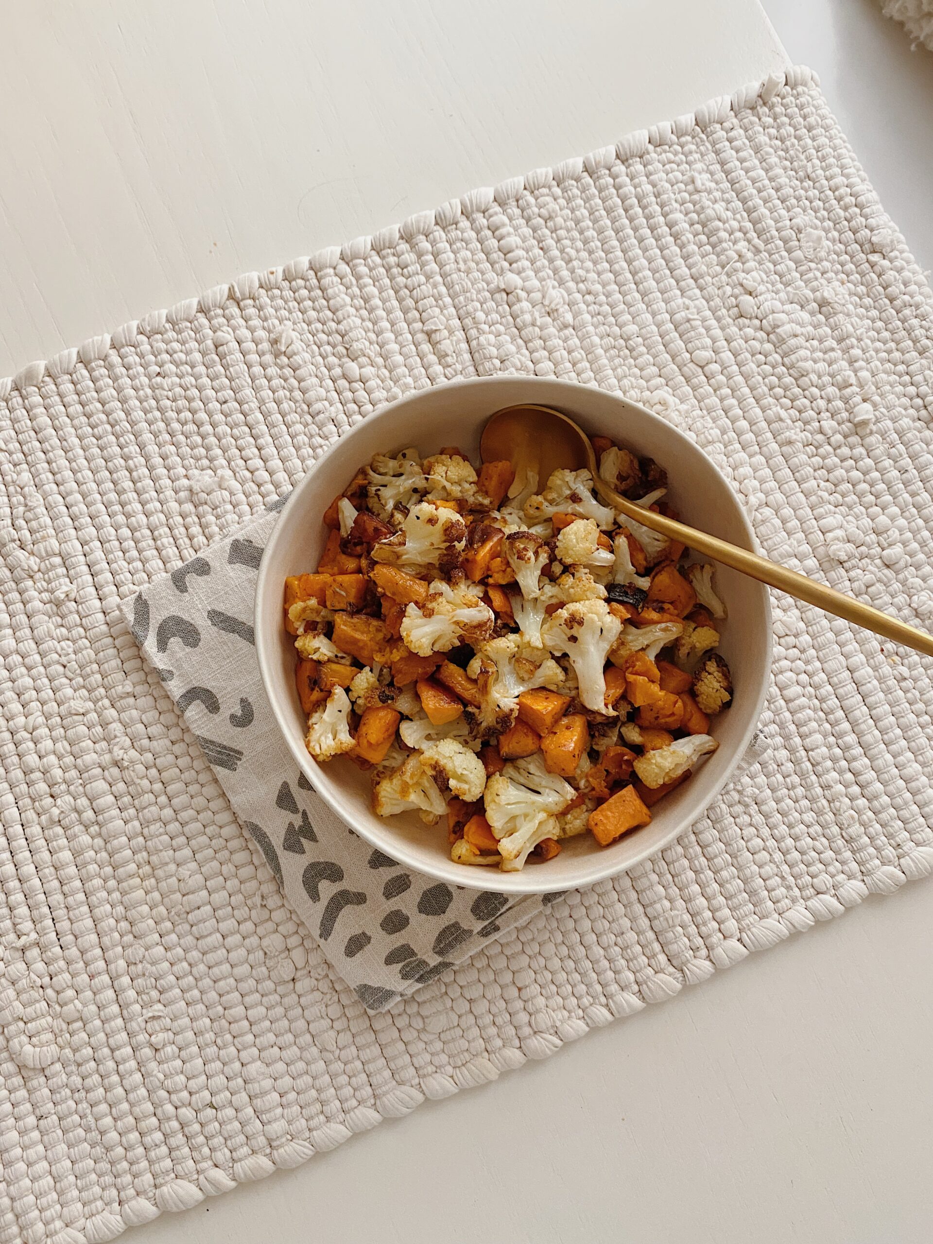 roasted sweet potato and cauliflower