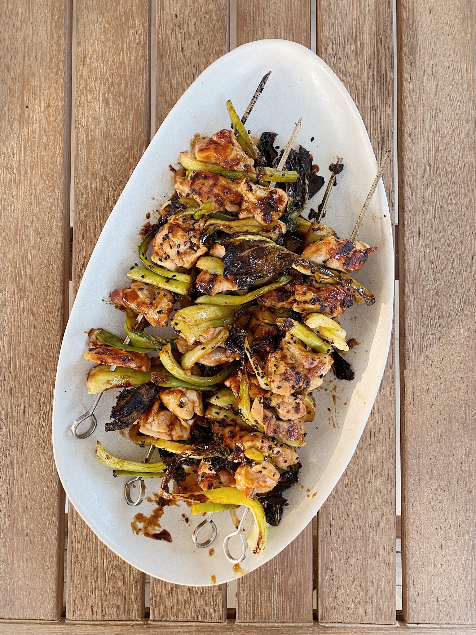 grilled chicken kabobs with bok choy