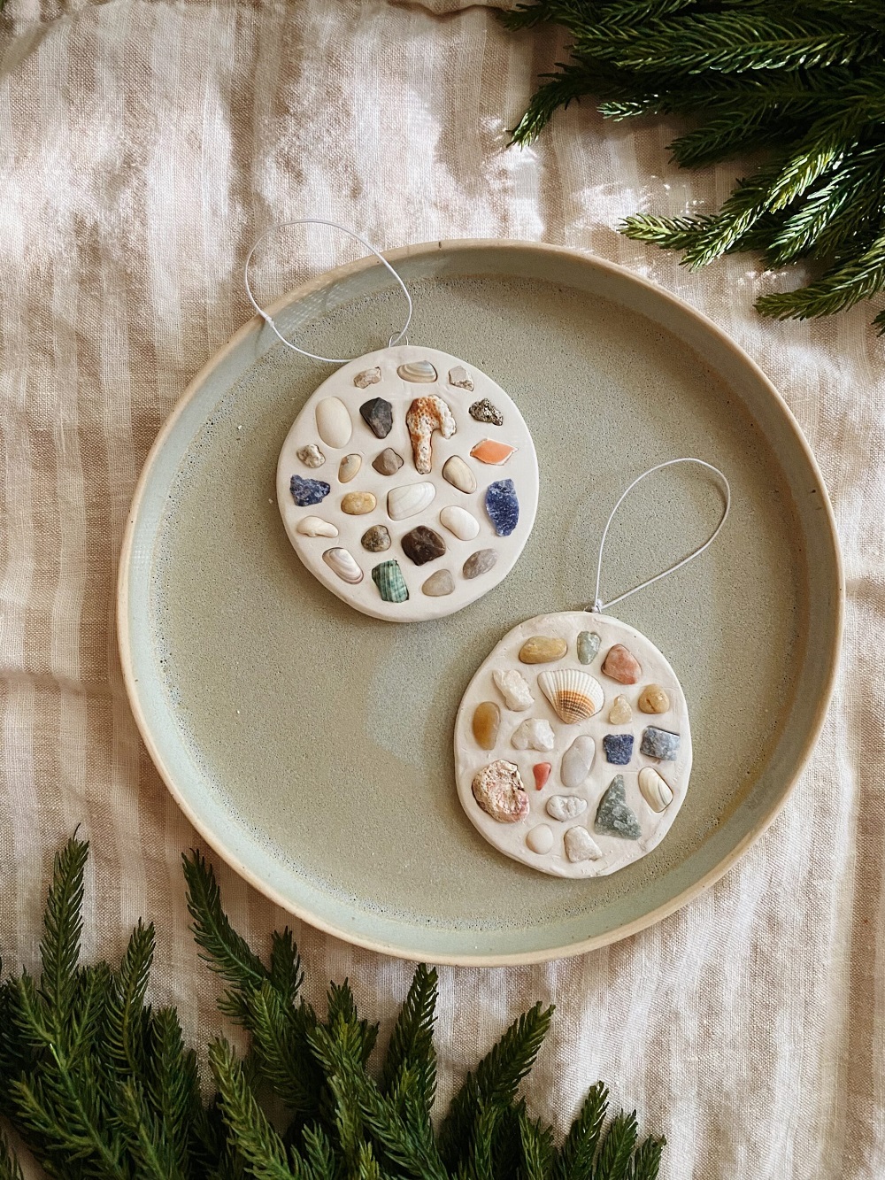 diy shell mosaic ornaments